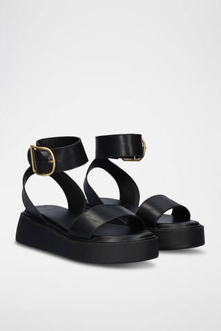 Sandales plateformes en cuir - Noir