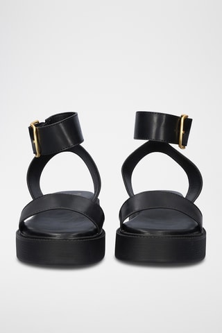 Sandales plateformes en cuir - Noir