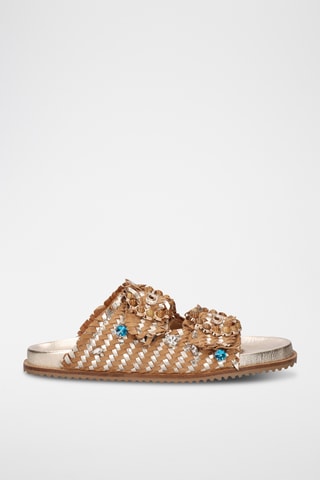 Mules en cuir - Argenté
