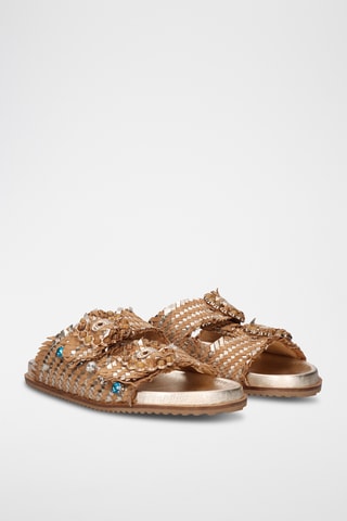 Mules en cuir - Argenté