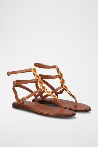Spartiates en cuir - Marron