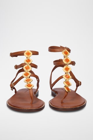 Spartiates en cuir - Marron