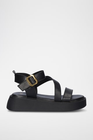 Sandales plateformes en cuir - Noir