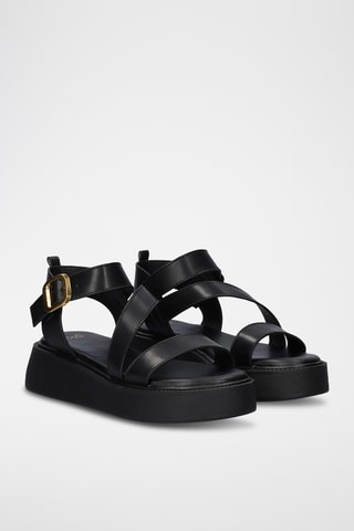 Sandales plateformes en cuir - Noir