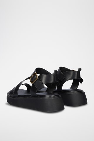 Sandales plateformes en cuir - Noir