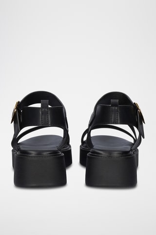 Sandales plateformes en cuir - Noir