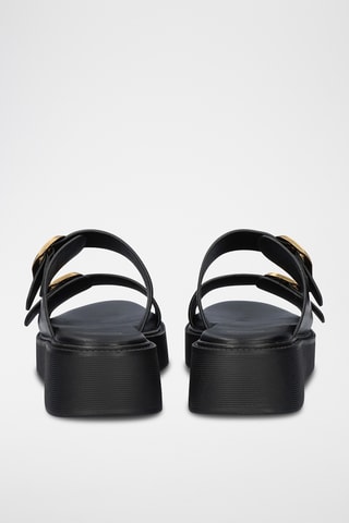 Mules plateformes en cuir - Noir