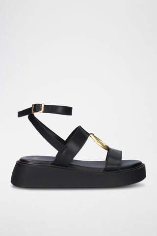 Sandales plateformes en cuir - Noir