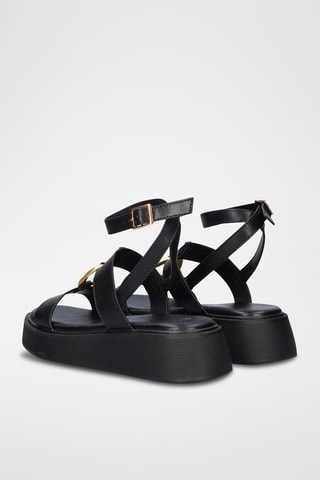 Sandales plateformes en cuir - Noir