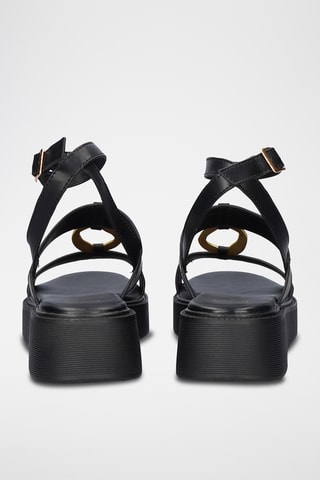 Sandales plateformes en cuir - Noir
