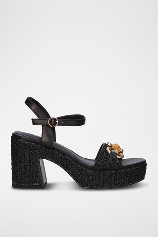 Sandales à talons en cuir - Noir