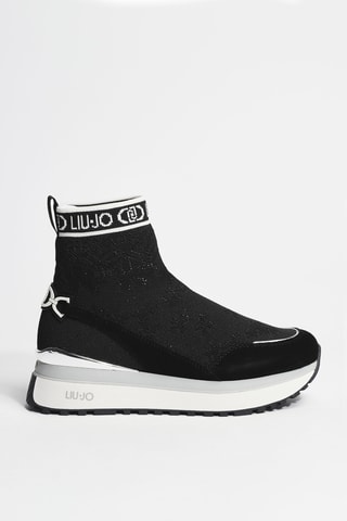Baskets chaussettes plateformes en cuir Maxi Wonder 93 - Noir