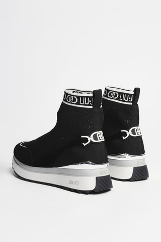 Baskets chaussettes plateformes en cuir Maxi Wonder 93 - Noir