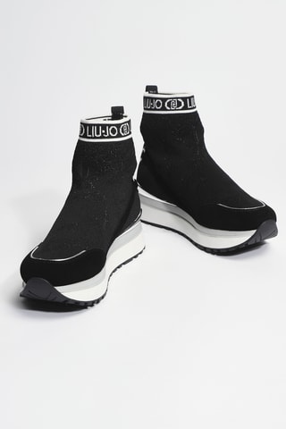 Baskets chaussettes plateformes en cuir Maxi Wonder 93 - Noir