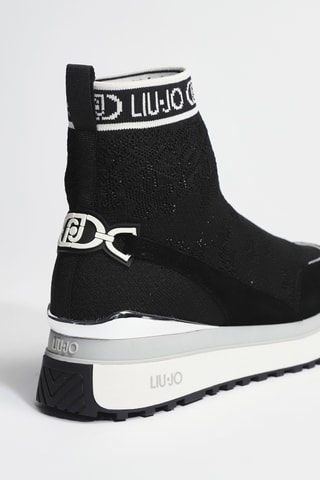 Baskets chaussettes plateformes en cuir Maxi Wonder 93 - Noir