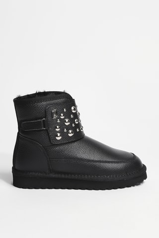 Bottines fourrées en cuir Jil 08 - Noir