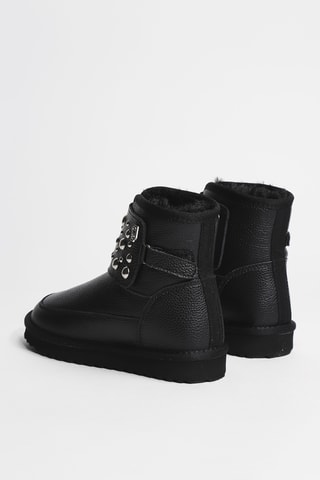 Bottines fourrées en cuir Jil 08 - Noir