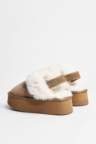Sabots plateformes fourrés en cuir Jane 10 - Marron