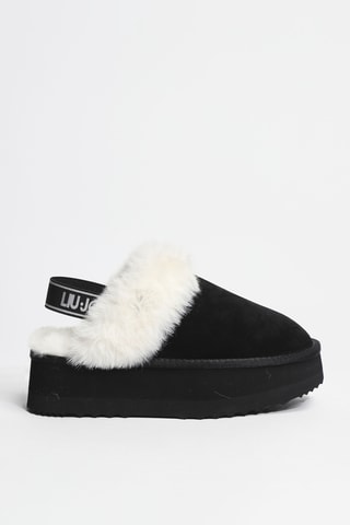 Sabots à talons fourrés en cuir Jane 10 - Noir