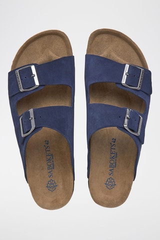 Mules en nubuck - Bleu marine