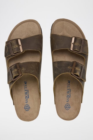 Mules en cuir - Kaki