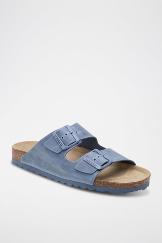 Mules en cuir - Bleu