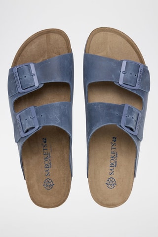 Mules en cuir - Bleu