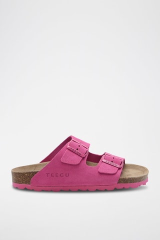 Mules en cuir - Fuchsia
