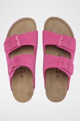 Mules en cuir - Fuchsia
