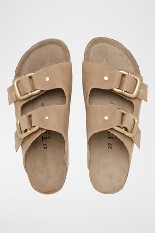 Mules plateformes en cuir - Beige