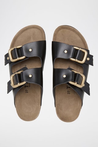Mules plateformes en cuir - Noir