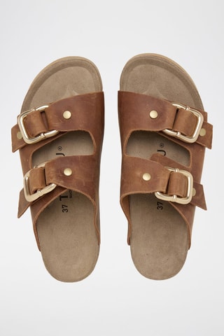 Mules plateformes en cuir - Marron