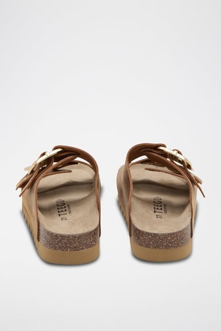 Mules plateformes en cuir - Marron