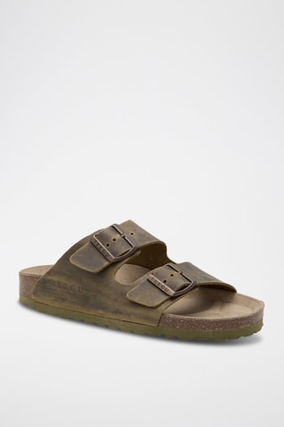 Mules en cuir - Kaki