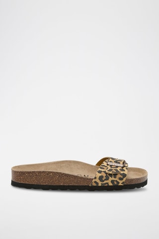 Mules compensées - Beige et noir