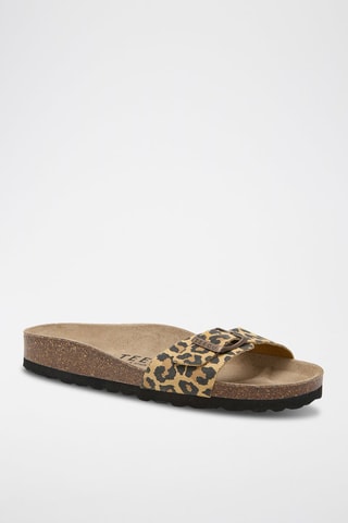 Mules compensées - Beige et noir