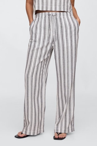 Linnen Broek Wide Legs - Wit en Nachtblauw