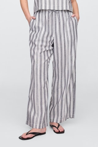 Linnen Broek Wide Legs - Wit en Nachtblauw