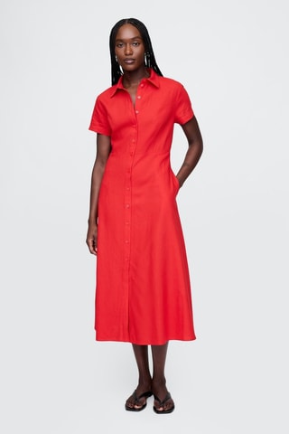 Linnen Blouse-jurk - Rood