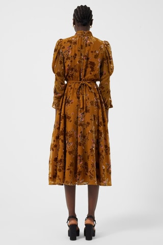 Midi-jurk Guthern - Mosterdgeel en Bruin