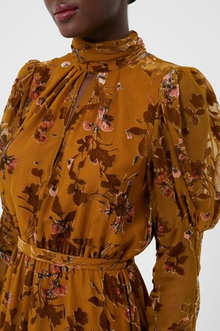 Midi-jurk Guthern - Mosterdgeel en Bruin