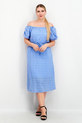 Robe midi Bardot - Bleu clair