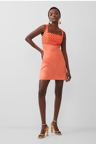 Rechte Jurk Embroidered - Koraalrood