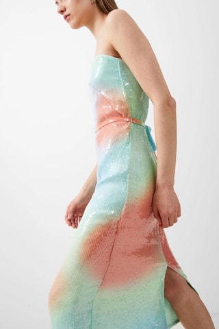 Strapless Jurk Carwen - Lichtblauw en Oranje