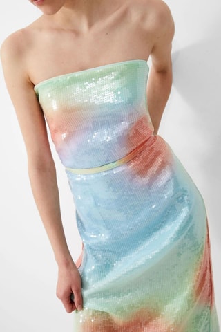 Strapless Jurk Carwen - Lichtblauw en Oranje