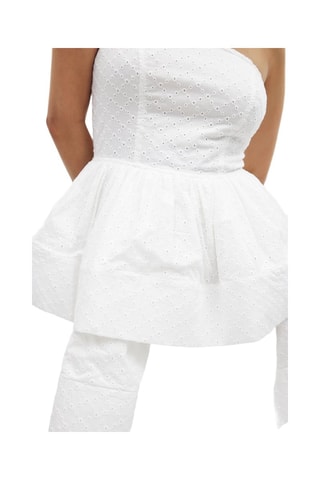 Strapless jurk met borduursels - Wit