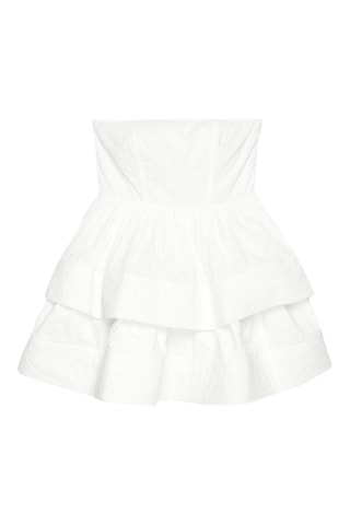 Strapless jurk met borduursels - Wit