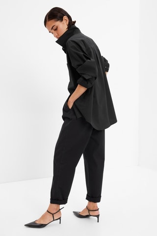 Chemisier oversize en coton biologique - Noir