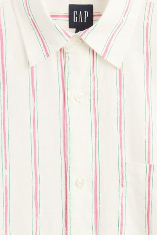Chemise en lin - Vert foncé et blanc
