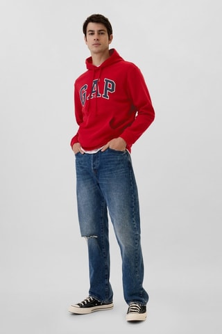 Sweat polaire à capuche - Rouge